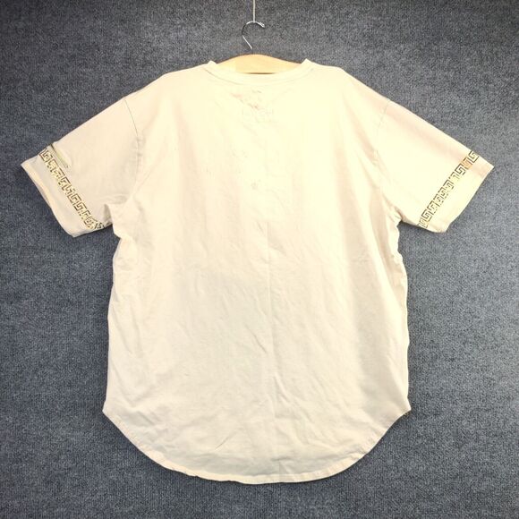 Makobi Womens Top Plus Size 3X Cream Shirt Shiny Skull Graphic Logo - Picture 2 of 12